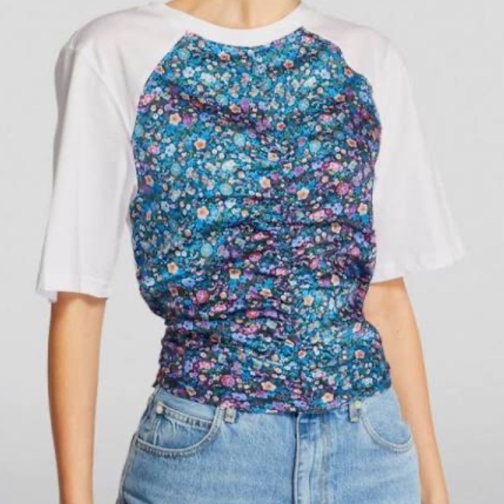 Sandro Multicolor Floral Short Sleeve Tee